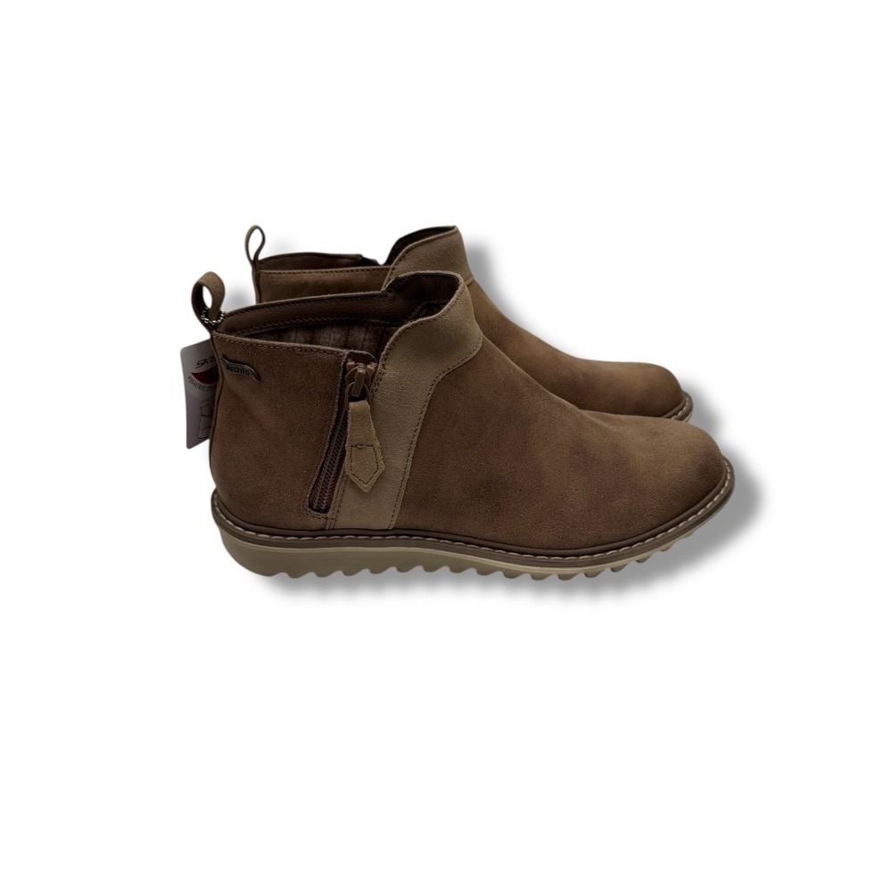 Skechers NWT Arch Fit Ankle Boots 7‎ Brown Mush Comfort Casual Zip